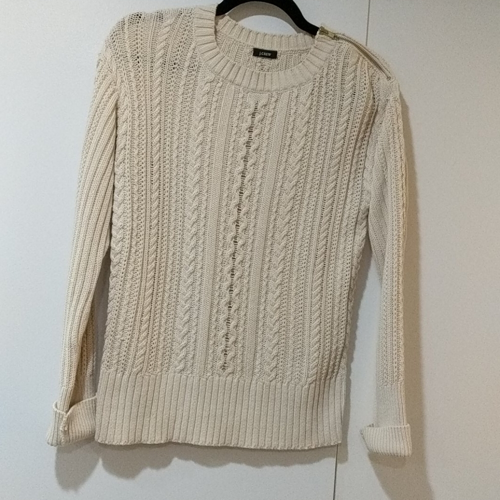 j. crew cable knit cotton pullover